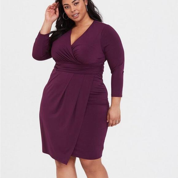Torrid Midi Studio Knit Surplice Wrap Dress 2X NWT 11607978 Highland Thistle - Picture 1 of 16